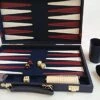 15" Blue With Burgundy Stripe Backgammon