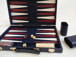 15" Blue With Burgundy Stripe Backgammon