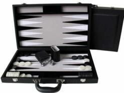 15inch Leather - Black - Backgammon - Dal Rossi