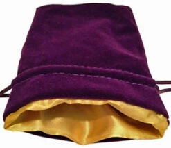 Small Purple With Gold Satin Lining - Velvet Dice Bag - MDG