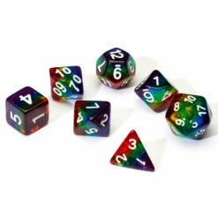 7-set TR Rainbow Wh Dice In Tube - Sirius Dice