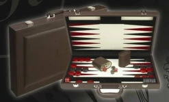 18Inch Brown Leather Backgammon - K1208DR