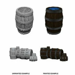 Barrel & Pile Of Barrels - WizKids Deep Cuts Unpainted Miniatures