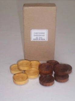 Checkers Pieces Sheesham 28mm