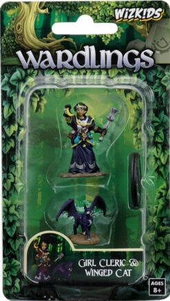 Wizkids Girl Cleric & Winged Cat - Wardlings - Pre-Painted Miniatures