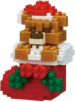 Teddy Bear With Christmas Stocking - Nano Block