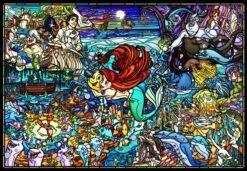 The Little Mermaid Story Stained Glass Puzzle 1000 Pieces - Tenyo Puzzle Disney